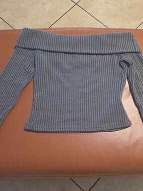 SHEIN Blue Ribbed Off-Shoulder Women’s Sweater